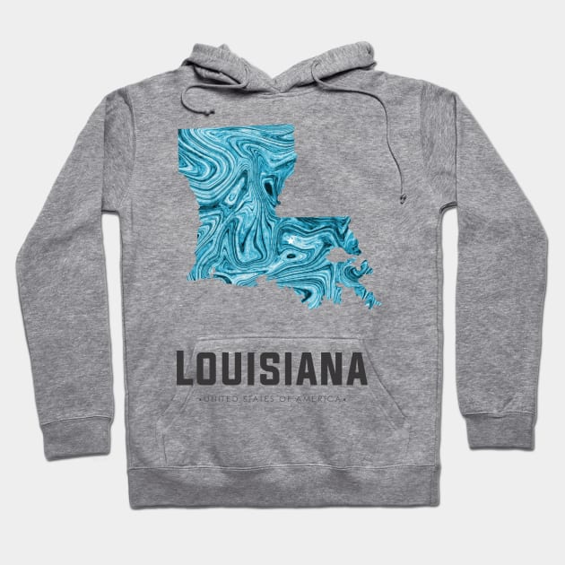 Louisiana state map abstract blue Hoodie by StudioGrafiikka